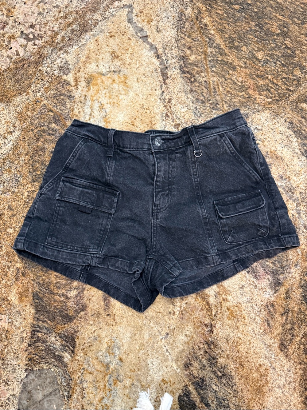 wild fable Black Mid Rise Utility Short Denim Cargo Shorts